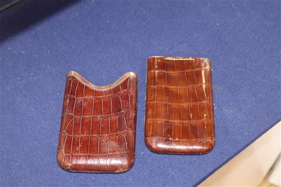 A Dunhill humidor and a crocodile gold mounted crocodile skin cigar case humidor 14.5 x 25cm